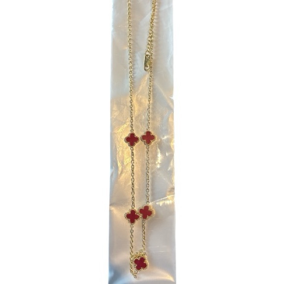 Clover Charm Necklace – Red/Gold or Green/Silver | NEW - Picture 2 of 7